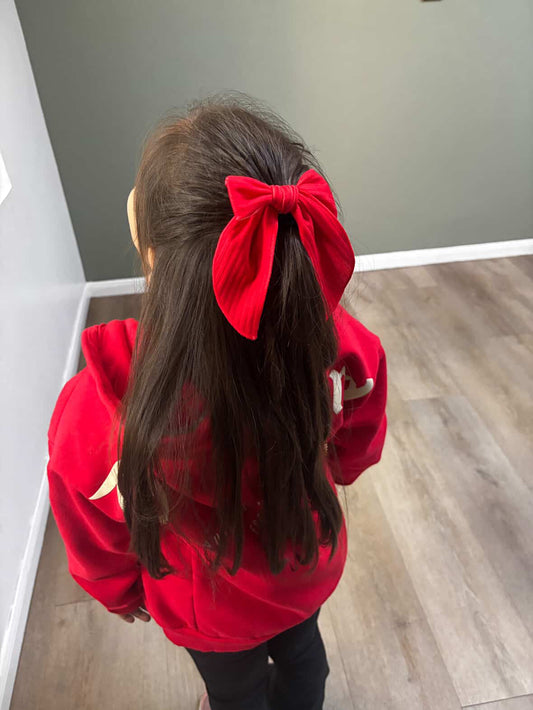 Red Fabric Hair Bows