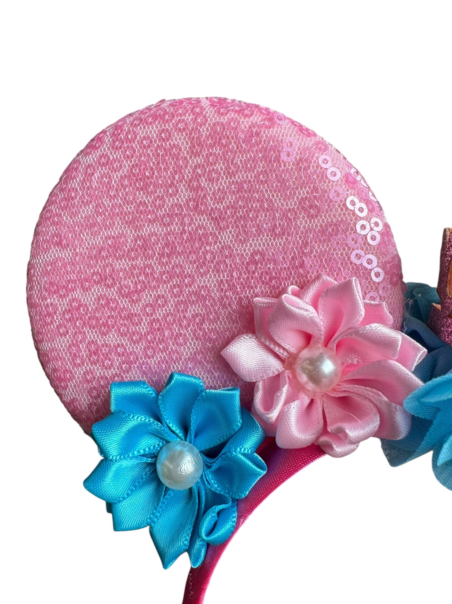 Pink and Aqua Crown Princess Mouse Ear Headbands