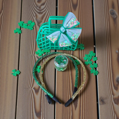 St. Patrick's Day Gift Basket for Girls - Hair Accessory Set with Bow & Headbands