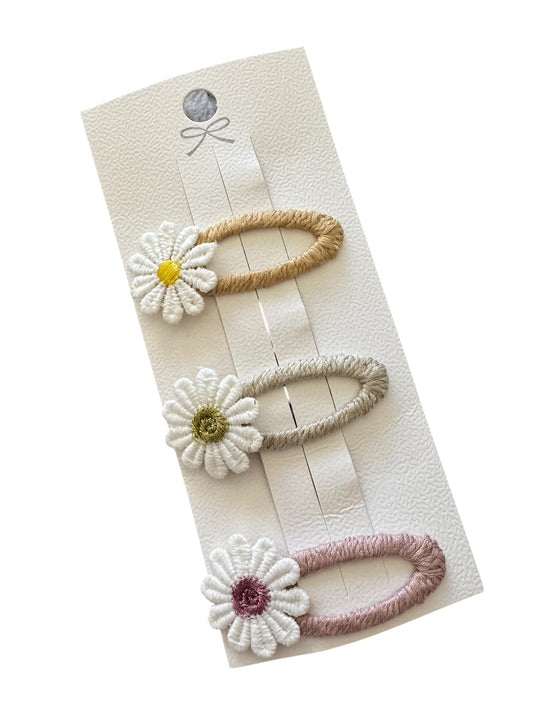 Daisy Hair Clips for Toddlers - Girl Flower Snap Clips Set