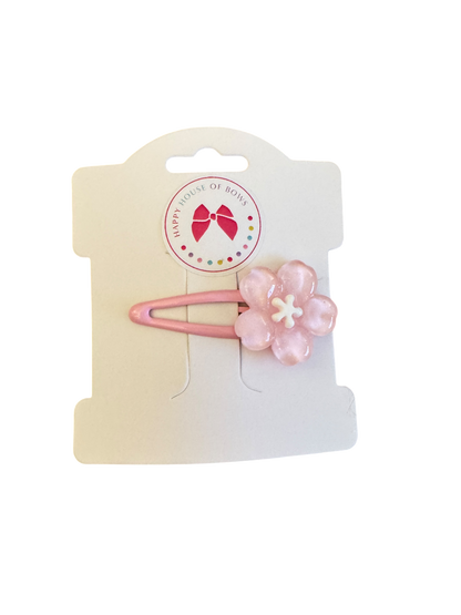 Pink Flower Hair Clips for Toddlers - Baby Girl Snap Clips for Spring