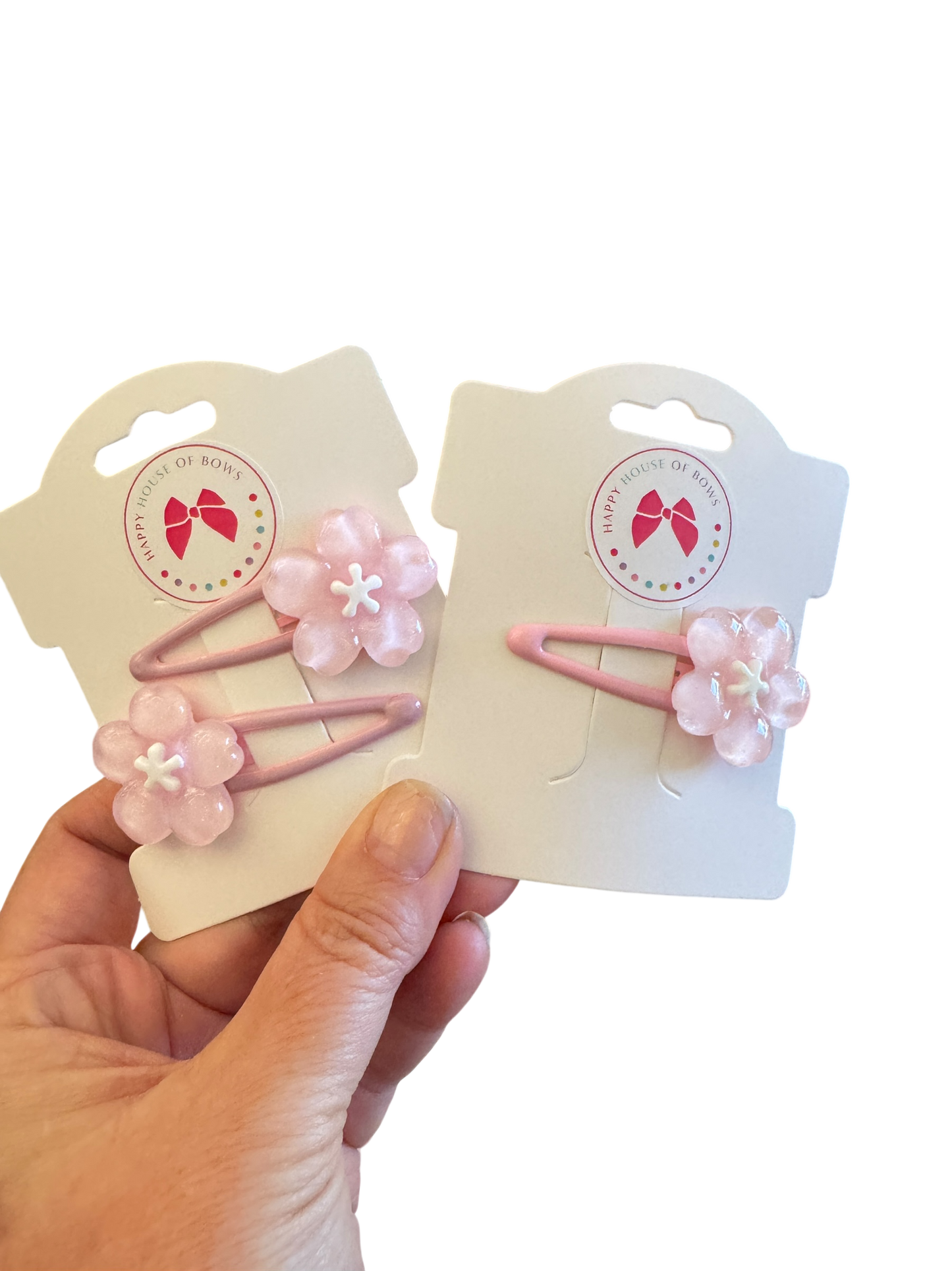 Pink Flower Hair Clips for Toddlers - Baby Girl Snap Clips for Spring