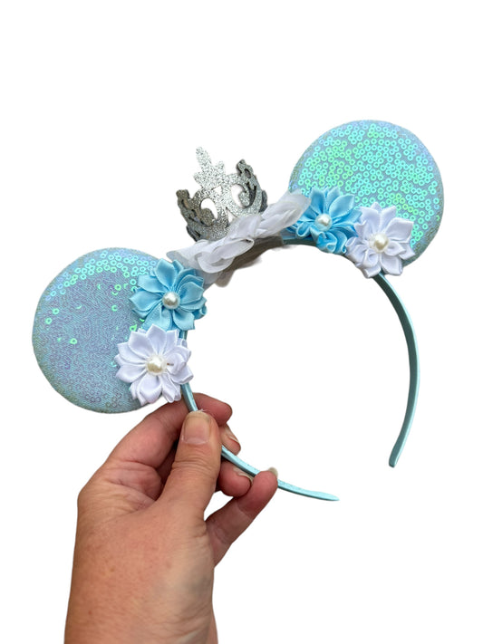 Blue Crown Princess Mouse Ear Headband