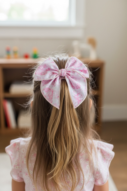 Pink Bunny Hair Bow for Girls - Easter Hair Clip