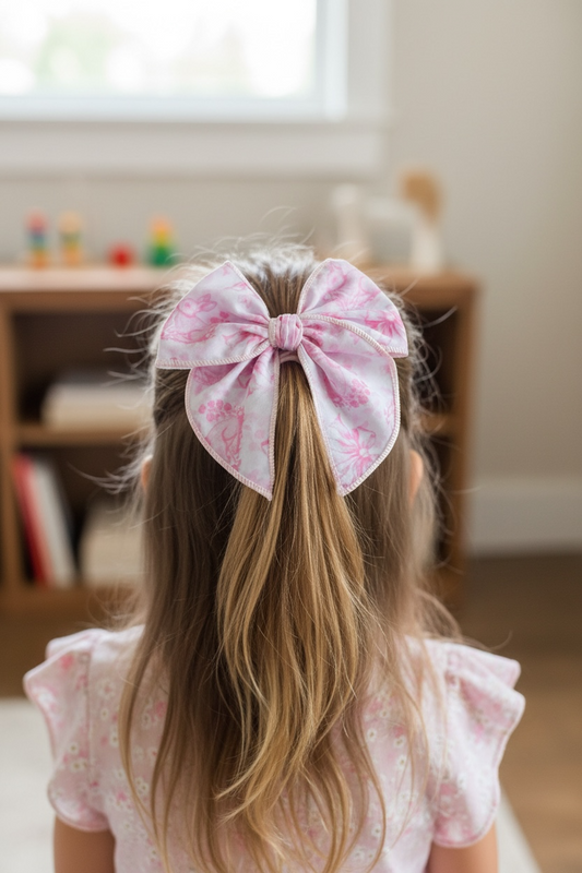 Pink Bunny Hair Bow for Girls - Easter Hair Clip