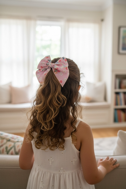 Bluey Hair Bow for Girls - Blue Dog Rainbow Bow