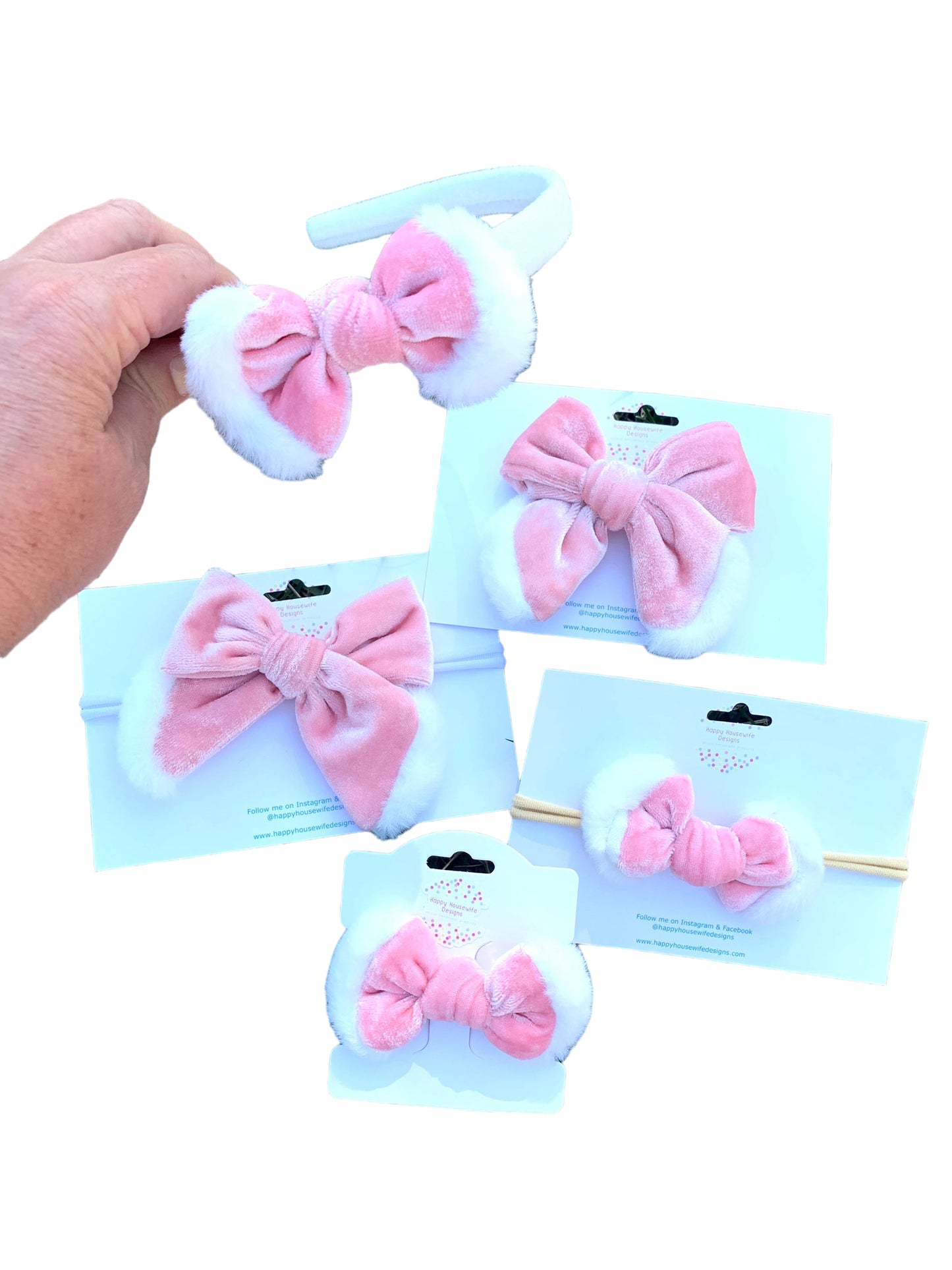 *Pink Velvet Santa Bows