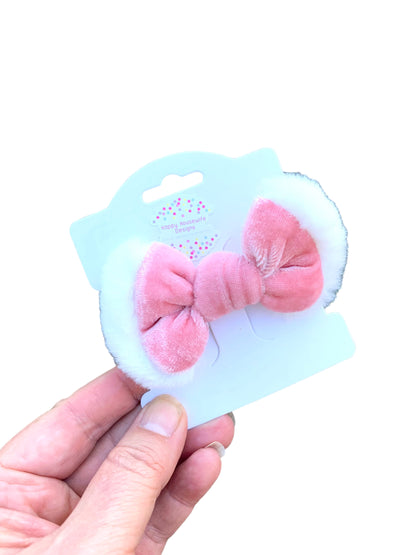 *Pink Velvet Santa Bows