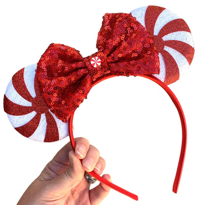 Candy Cane Mouse Ear Headbands