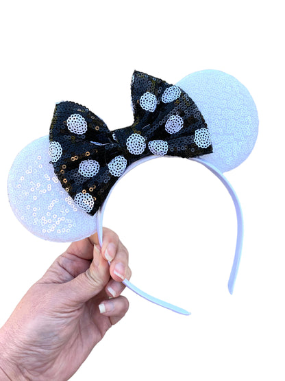 *Chunky White Mouse Ear Headband