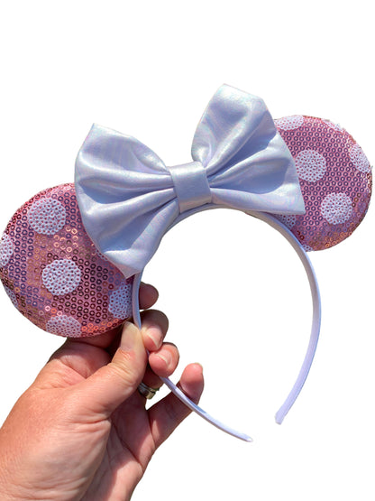 *Pink Polka Dot Mouse Ear Headband