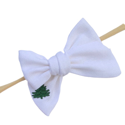 *Small Christmas Tree Linen Hair Bows