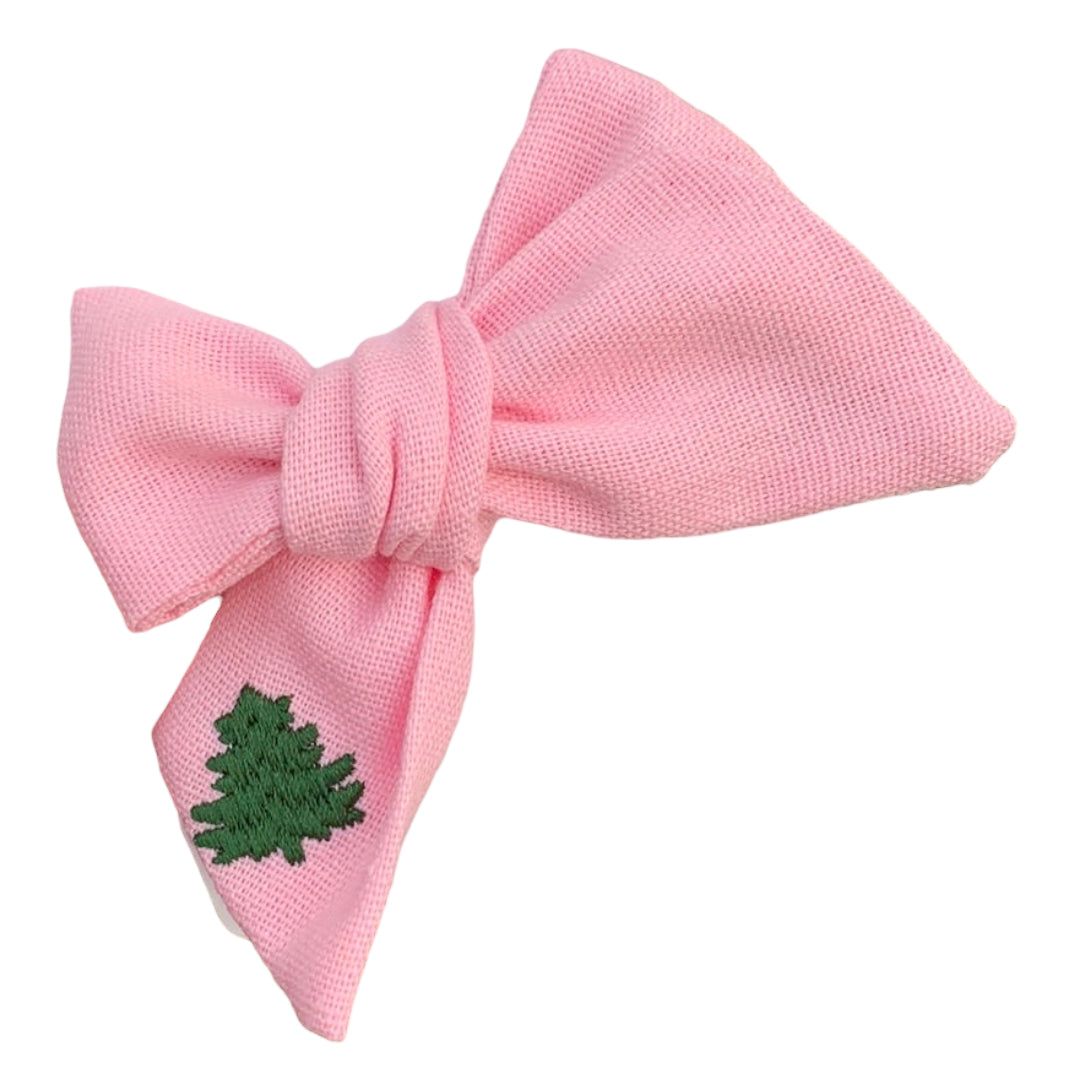 *Small Christmas Tree Linen Hair Bows