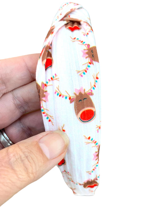 Red Nose Reindeer Knotted Headband - Rudolph Christmas Headband