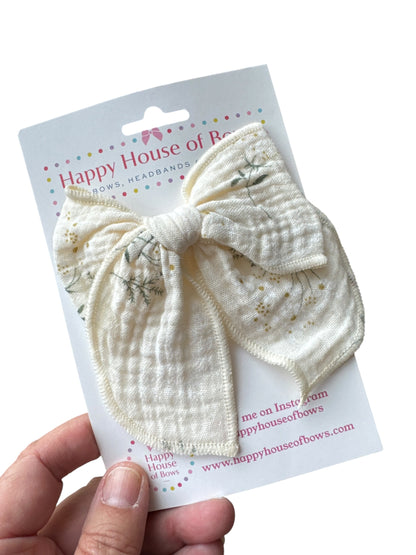 Floral Muslin Hair Bows for Girls | Boho Alligator Clip Bows