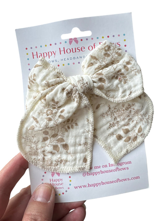 Floral Muslin Hair Bows for Girls | Boho Alligator Clip Bows