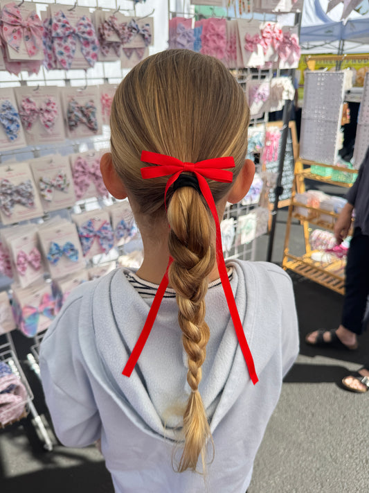 Mini Streamer Satin Hair Bow - Elegant Ribbon Bow with Alligator Clip