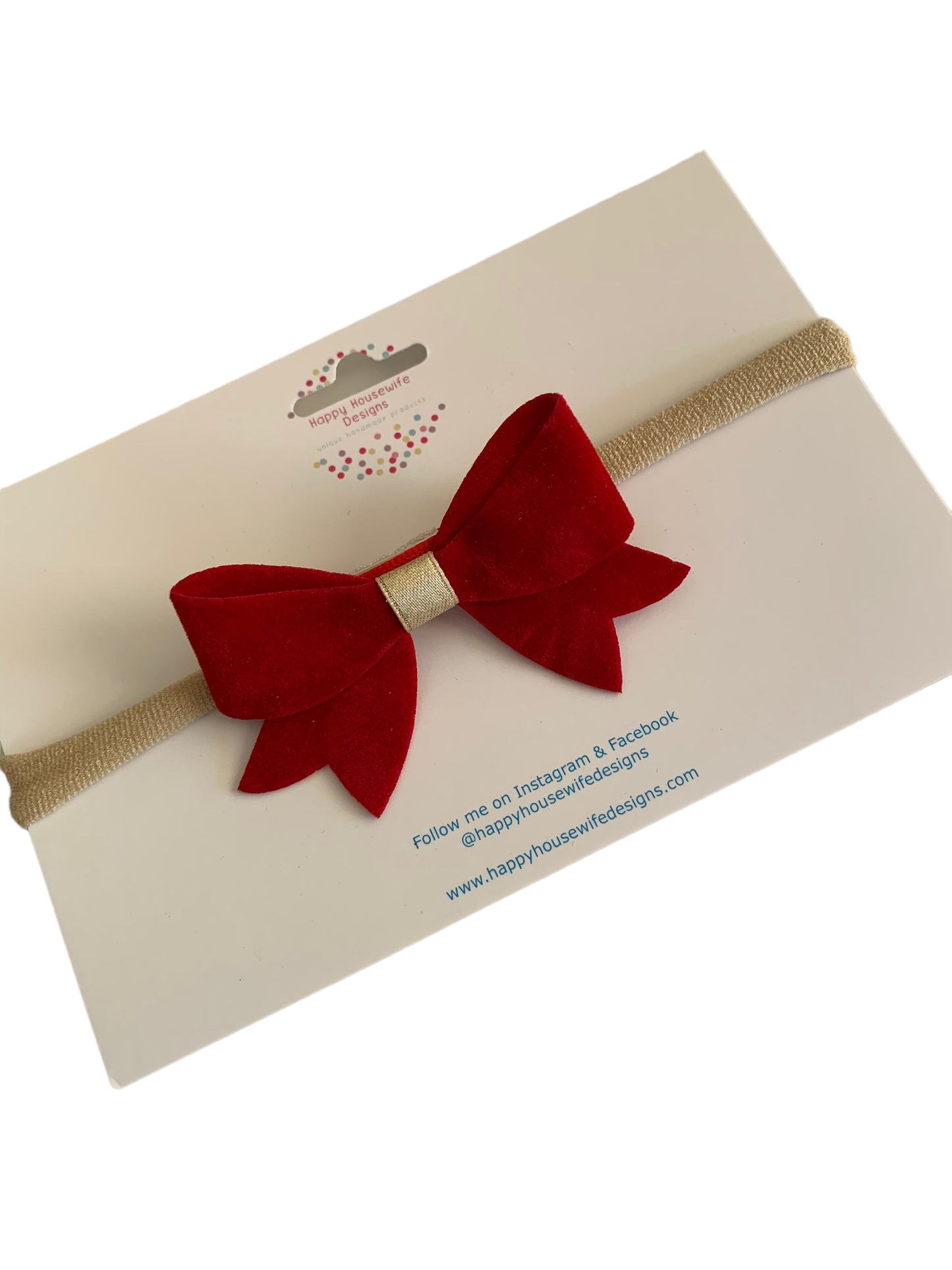 *Mini Red Velvet and Gold Hair Bows