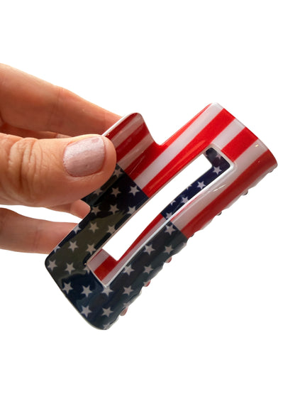 American Flag Rectangle Claw Clips – Patriotic Hair Clips for 4th of July