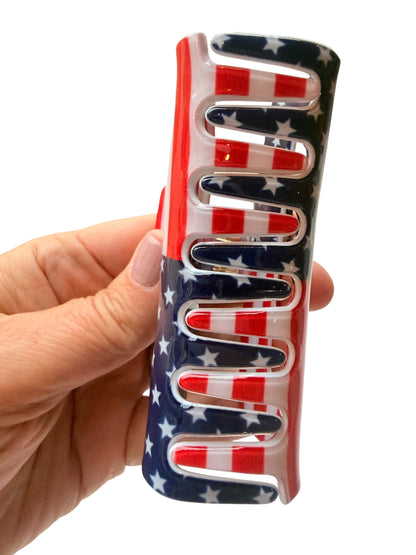American Flag Rectangle Claw Clips – Patriotic Hair Clips for 4th of July
