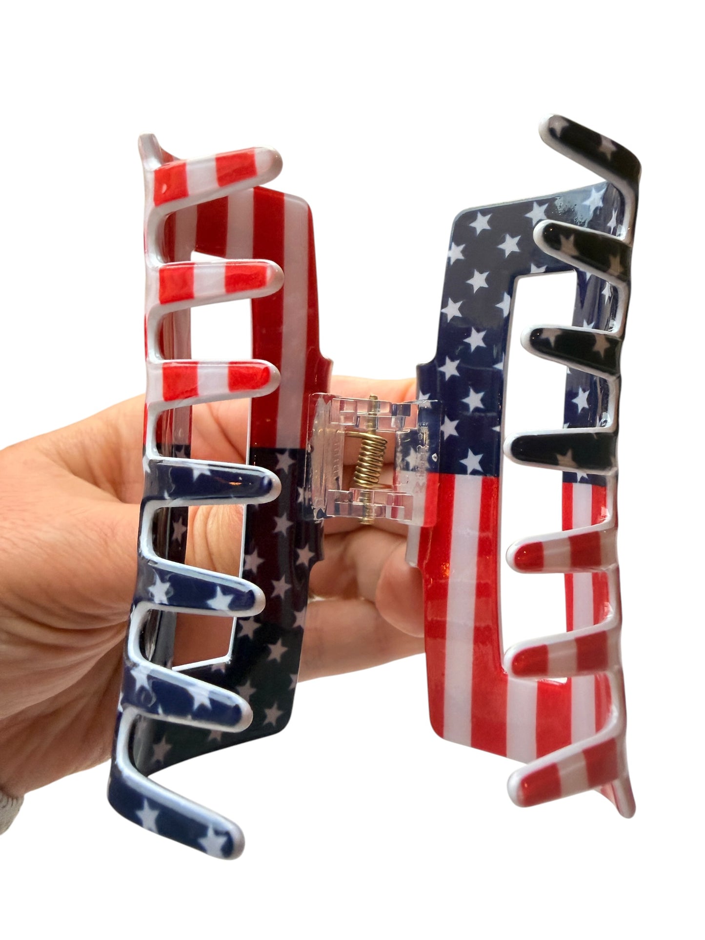 American Flag Rectangle Claw Clips – Patriotic Hair Clips for 4th of July