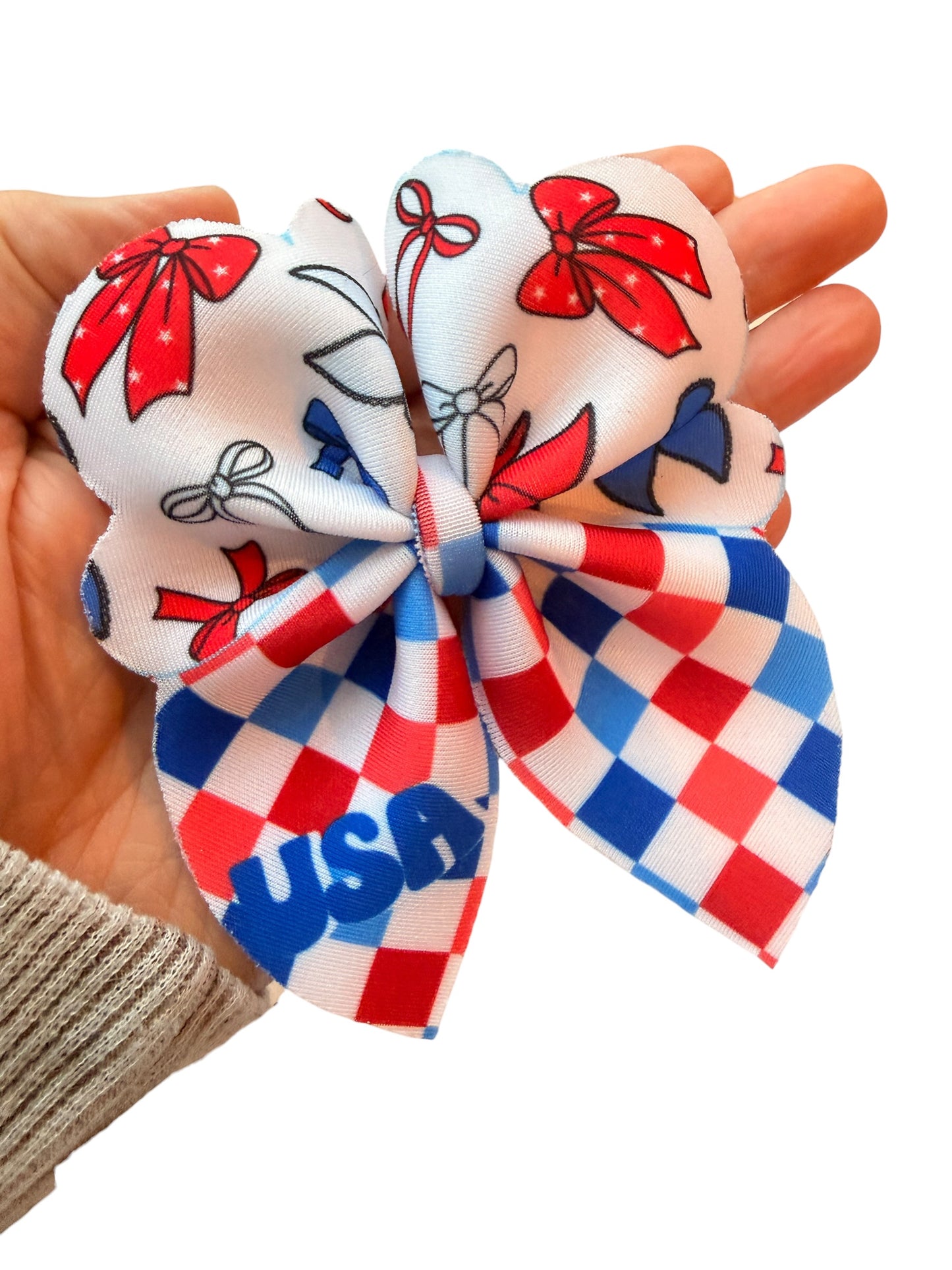 USA Bow Bubble Hair Bow – Patriotic Bow for Girls & Toddlers