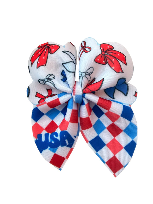 USA Bow Bubble Hair Bow – Patriotic Bow for Girls & Toddlers