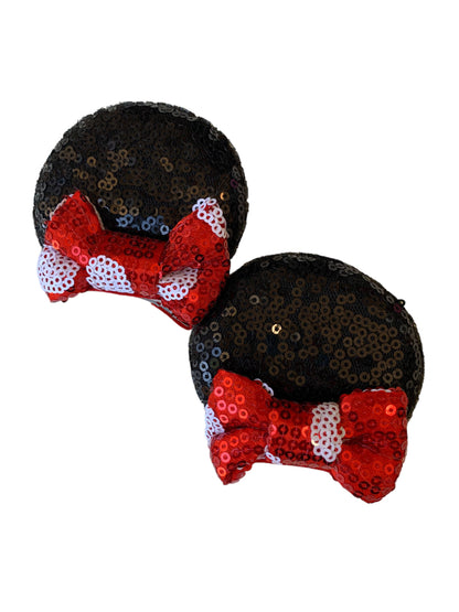 Black Red Mouse Ear Clips