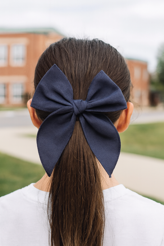 Premium Linen Hair Bows for Girls - Cute School Uniform Hair Accessories