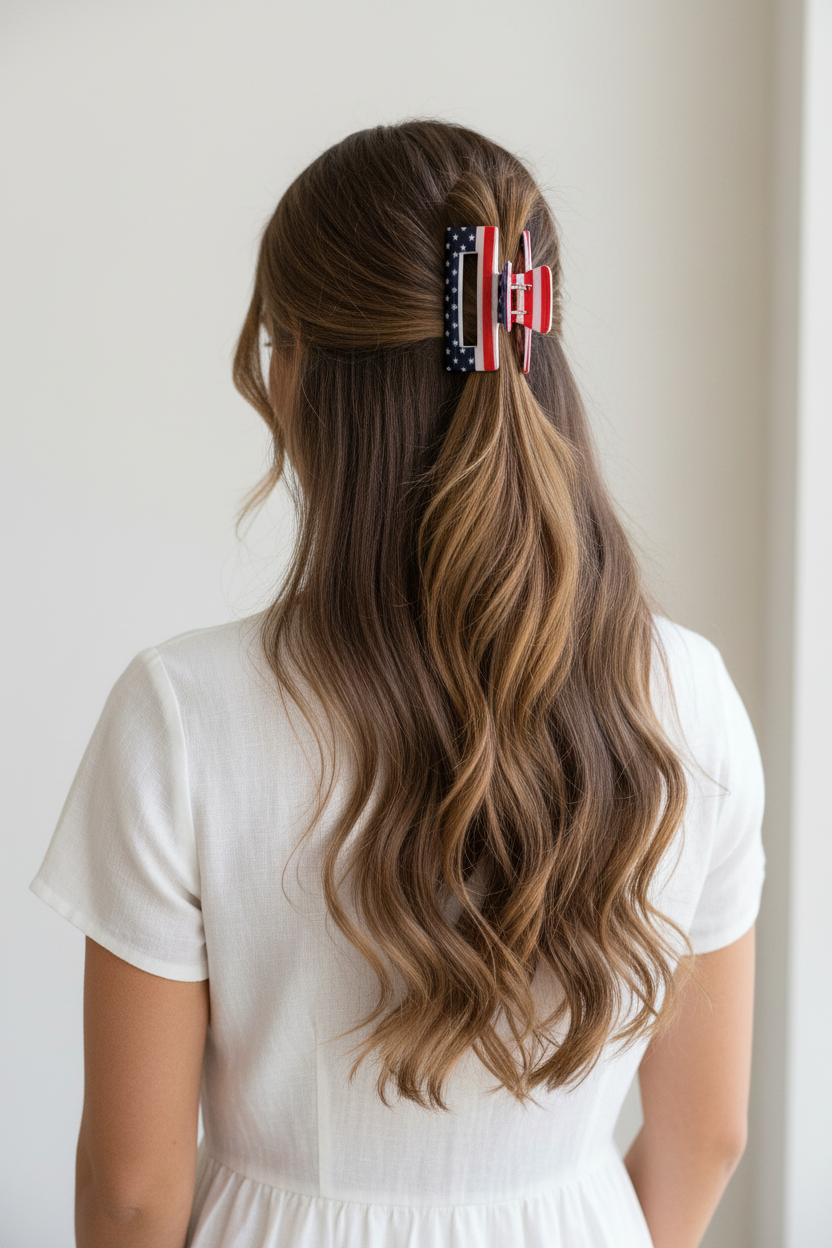 American Flag Claw Clip - Back View
