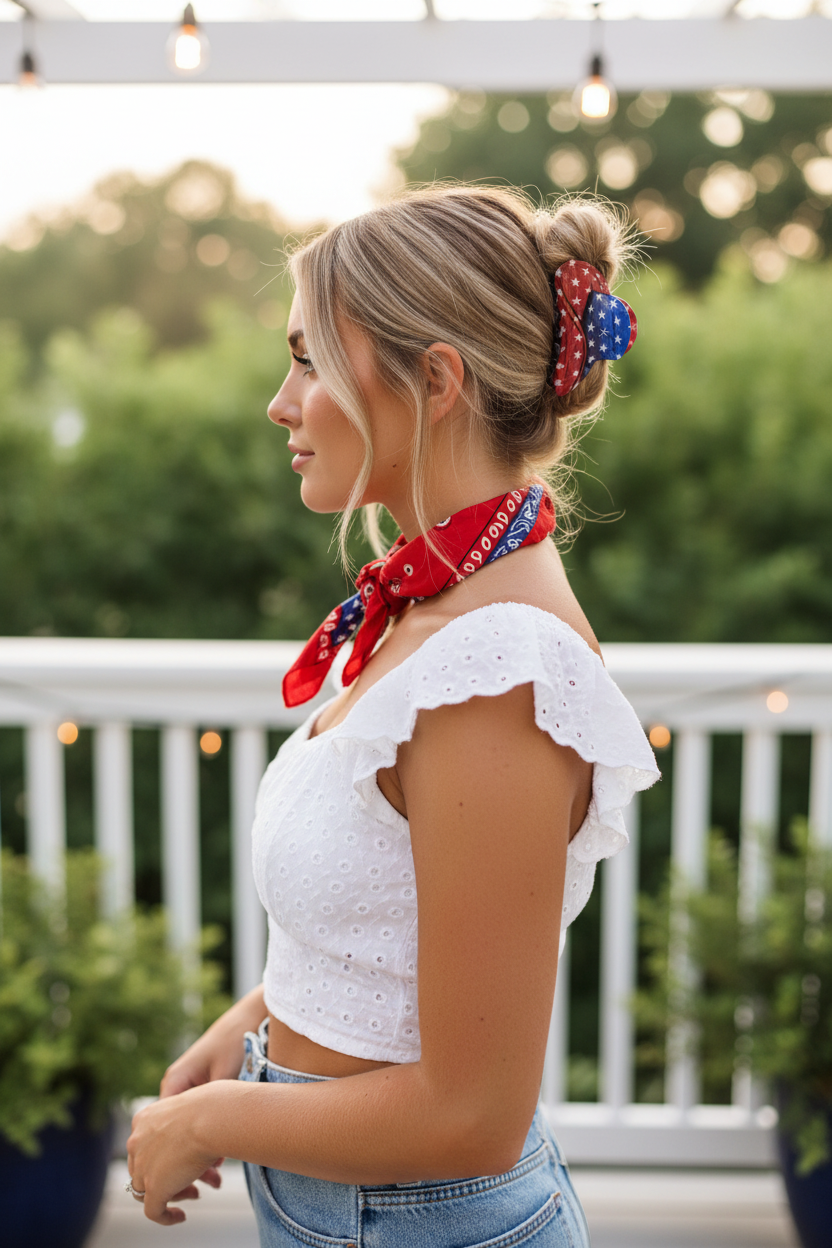 American Flag Claw Clip Lifestyle