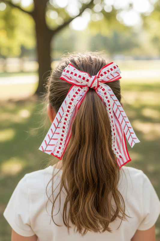 Baseball Bow Lifestyle - Half Up Half Down