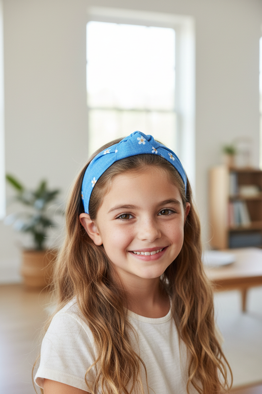 Blue Daisy Knot Headband Lifestyle
