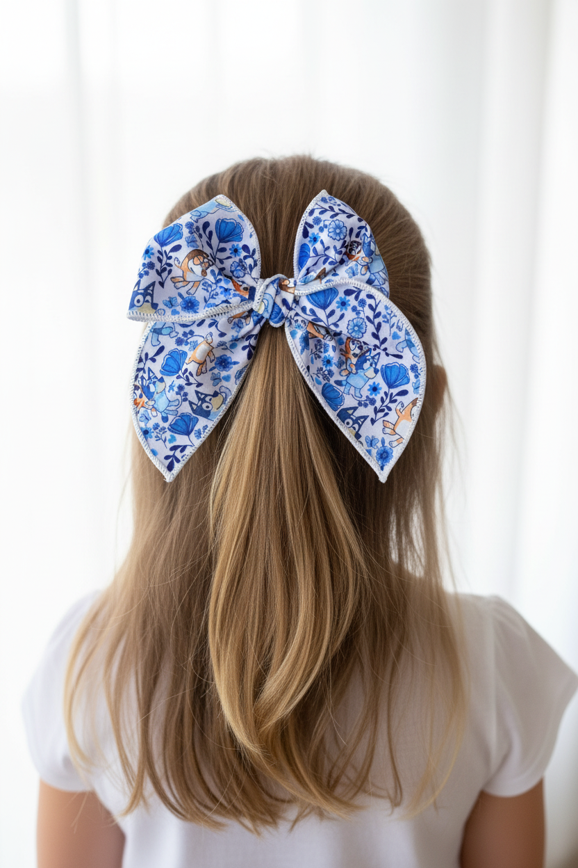 Bluey Floral Bow Half-Up Half-Down