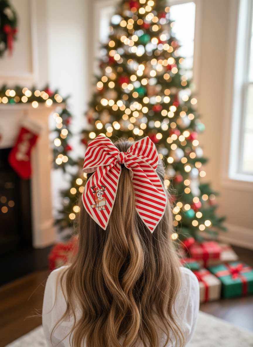 Christmas Candy Cane Bow Lifestyle Image
