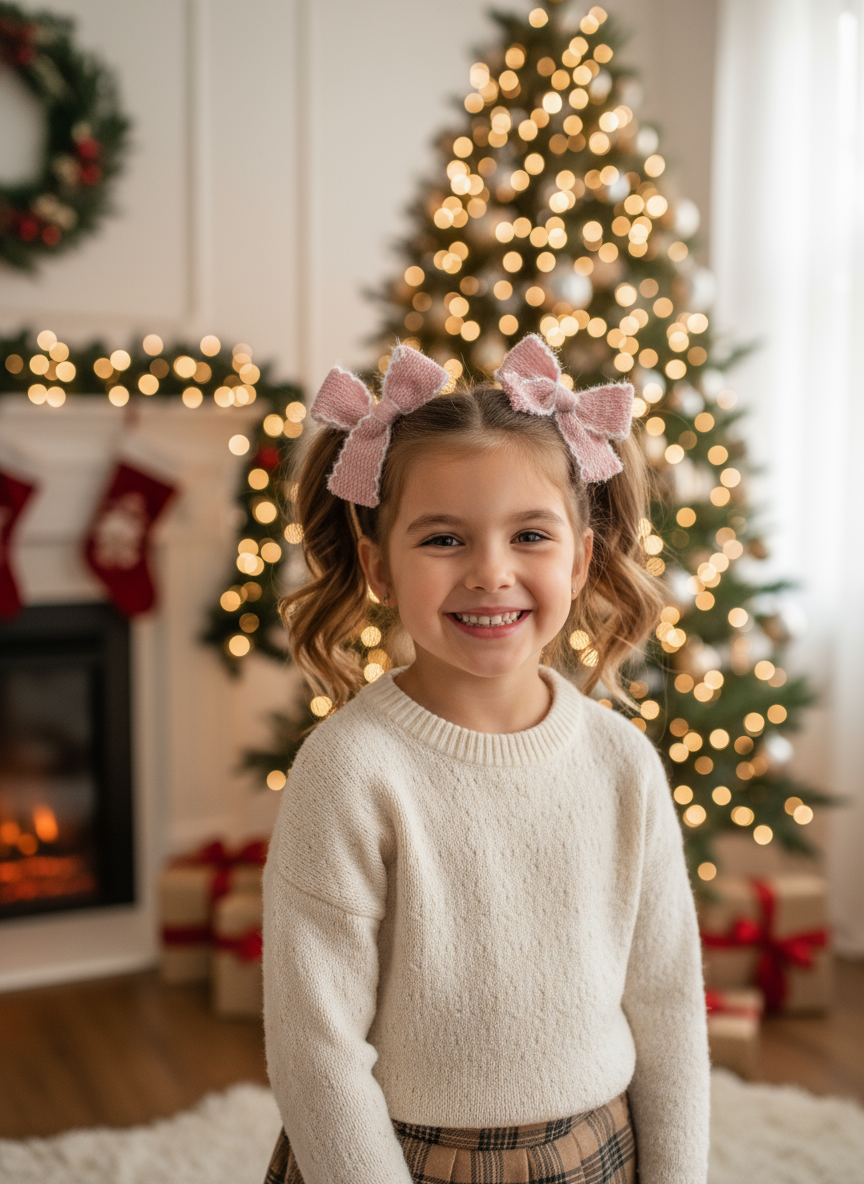 Christmas Pigtail Bows Lifestyle Image