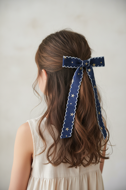 Denim Star Hair Bow Lifestyle