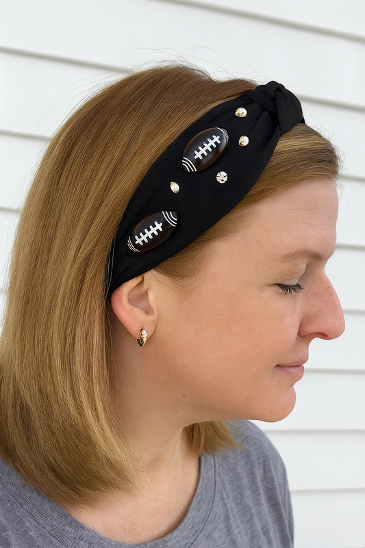 Rhinestone Football Headband | Knotted Headband