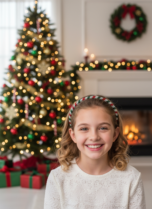 Holiday Chunky Glitter Diamond Headband Lifestyle Image