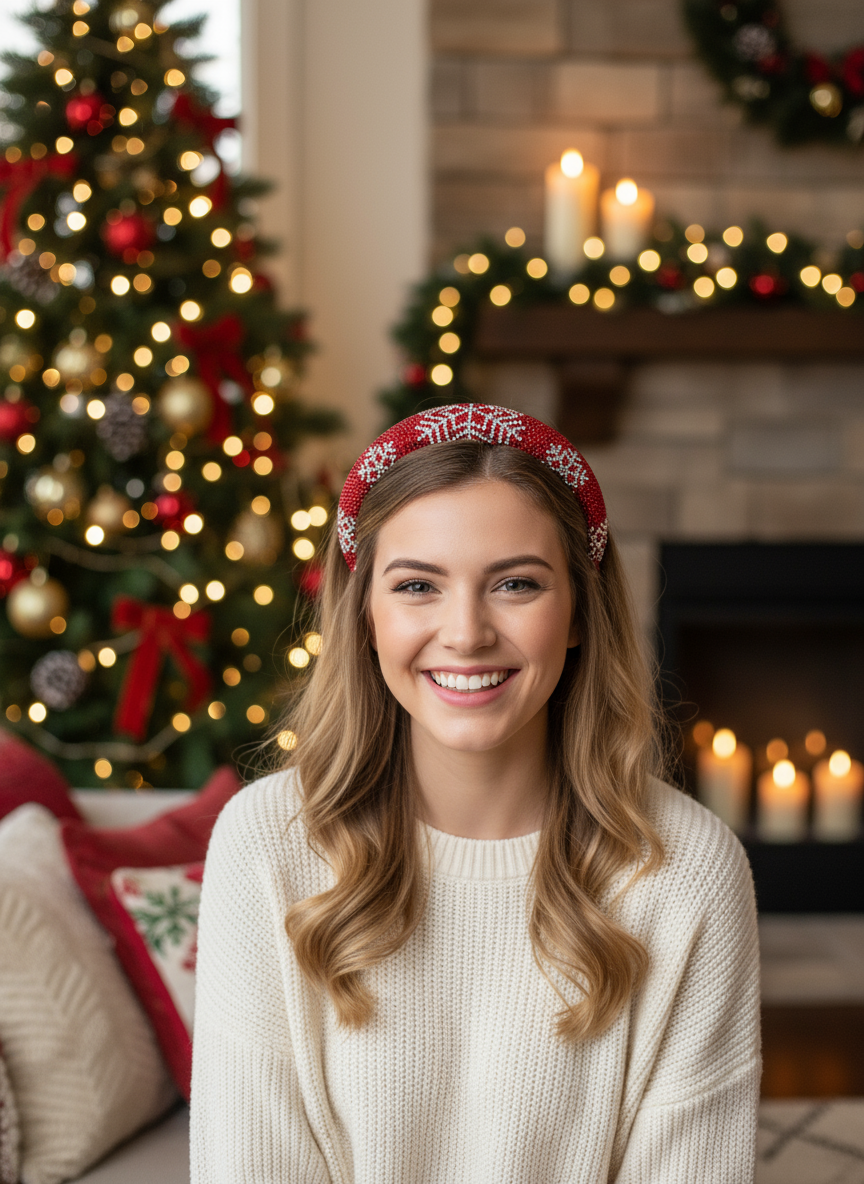 Holiday Glitter Diamond Headband Lifestyle Image