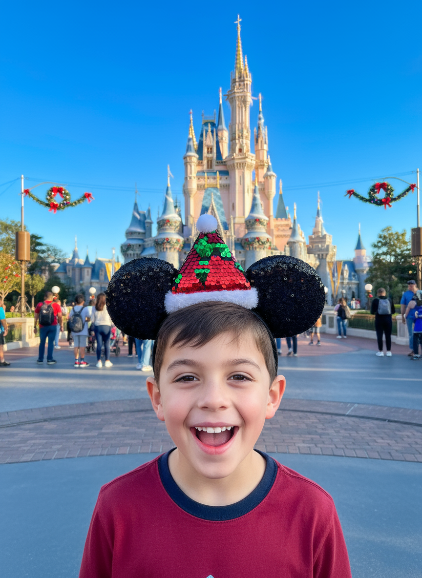Holiday Santa Hat Mouse Ears Lifestyle Image