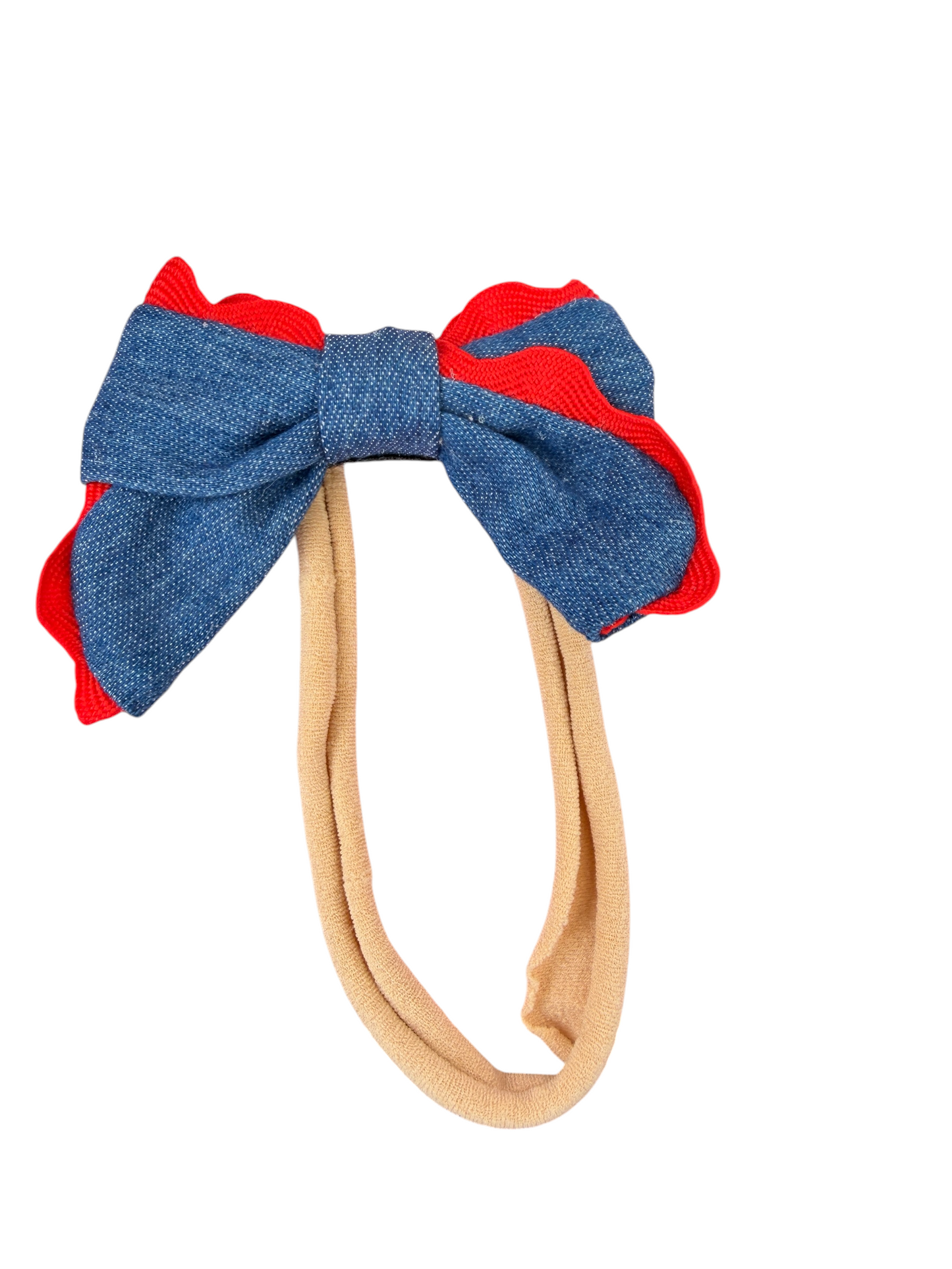 Girls' Denim & Red Hair Bows | Patriotic Bow Clips for Kids
