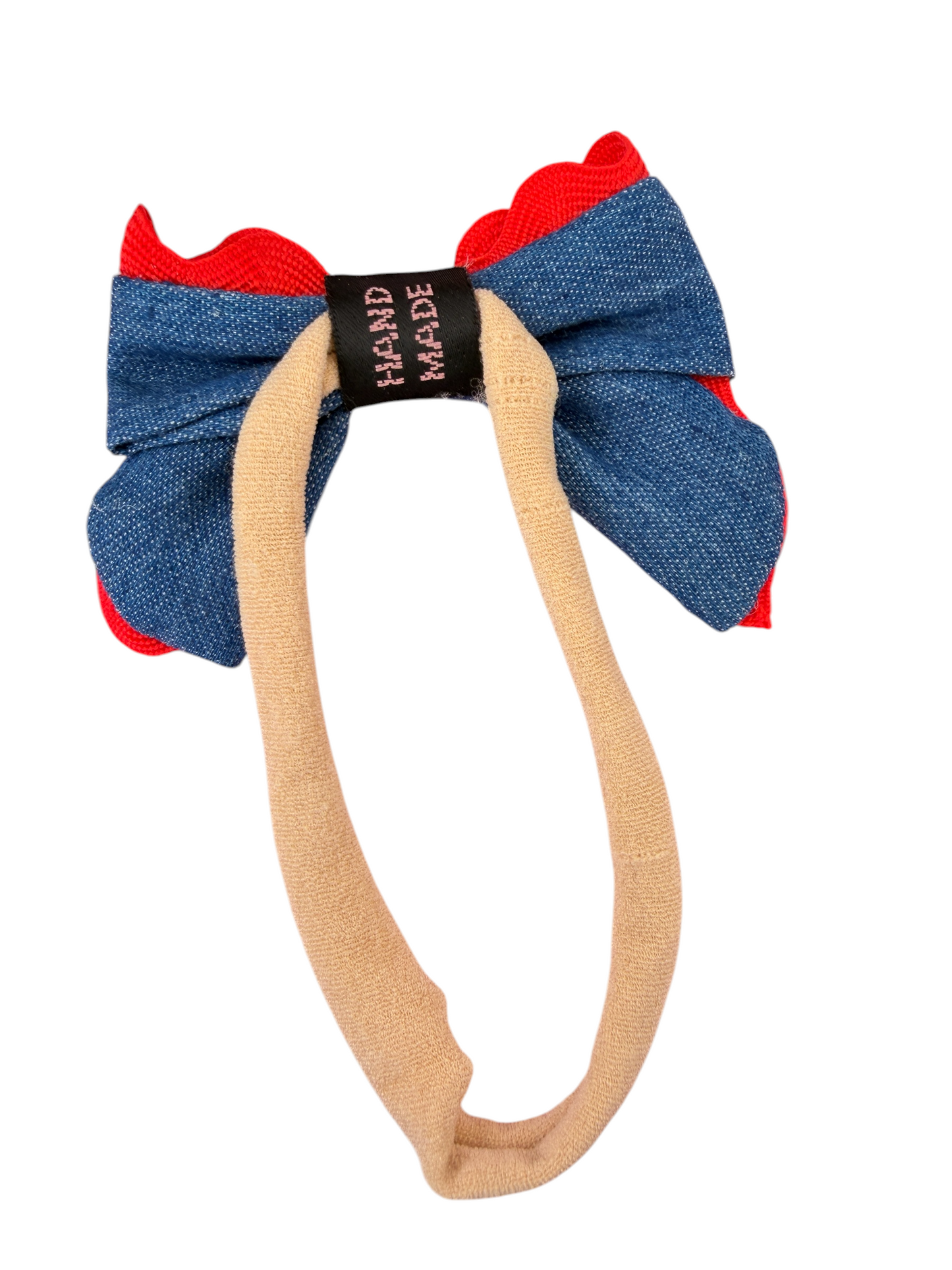 Girls' Denim & Red Hair Bows | Patriotic Bow Clips for Kids