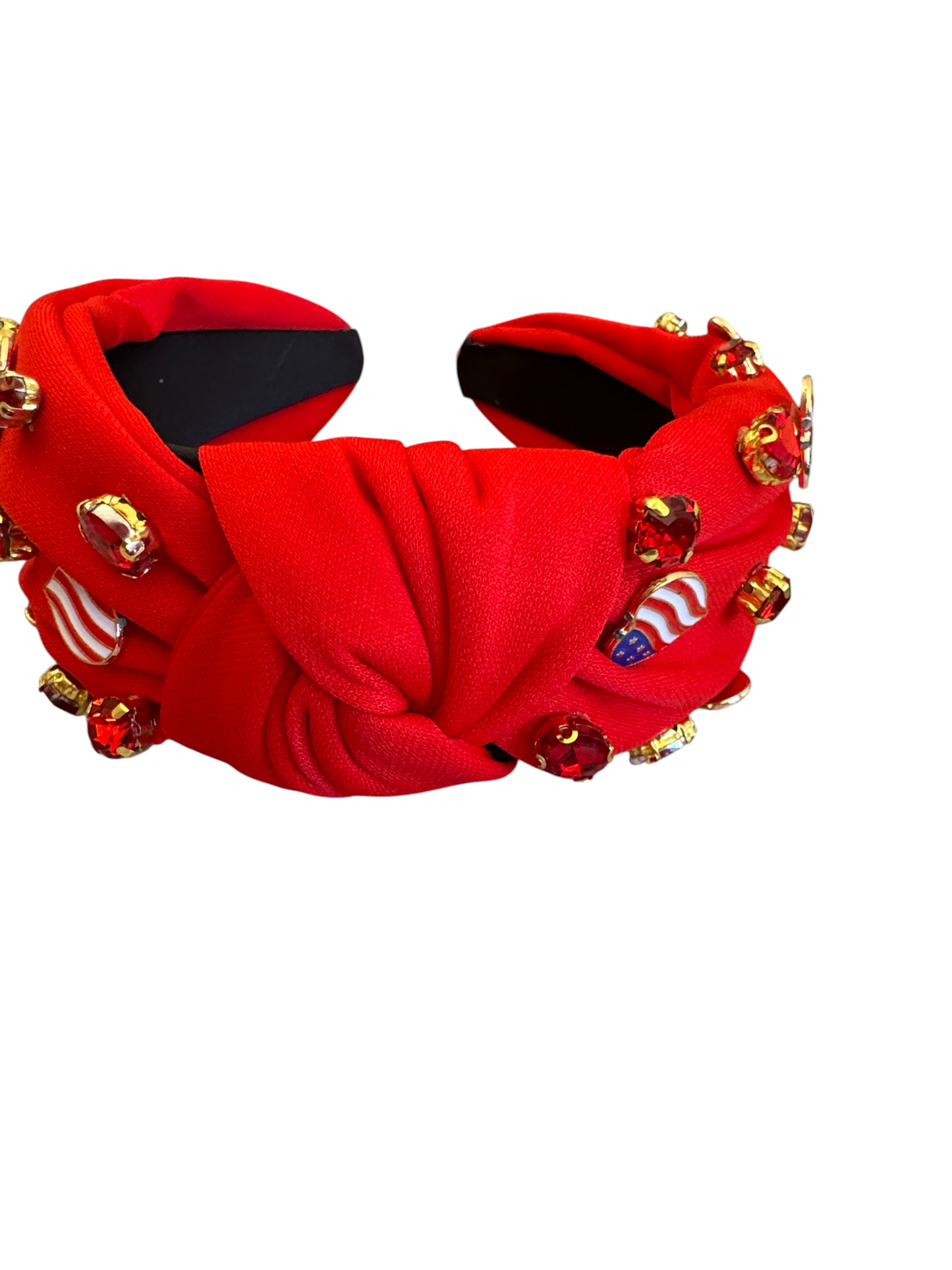 Heart Rhinestone 4th of July Headband – Patriotic Embellished Headband for Girls & Women