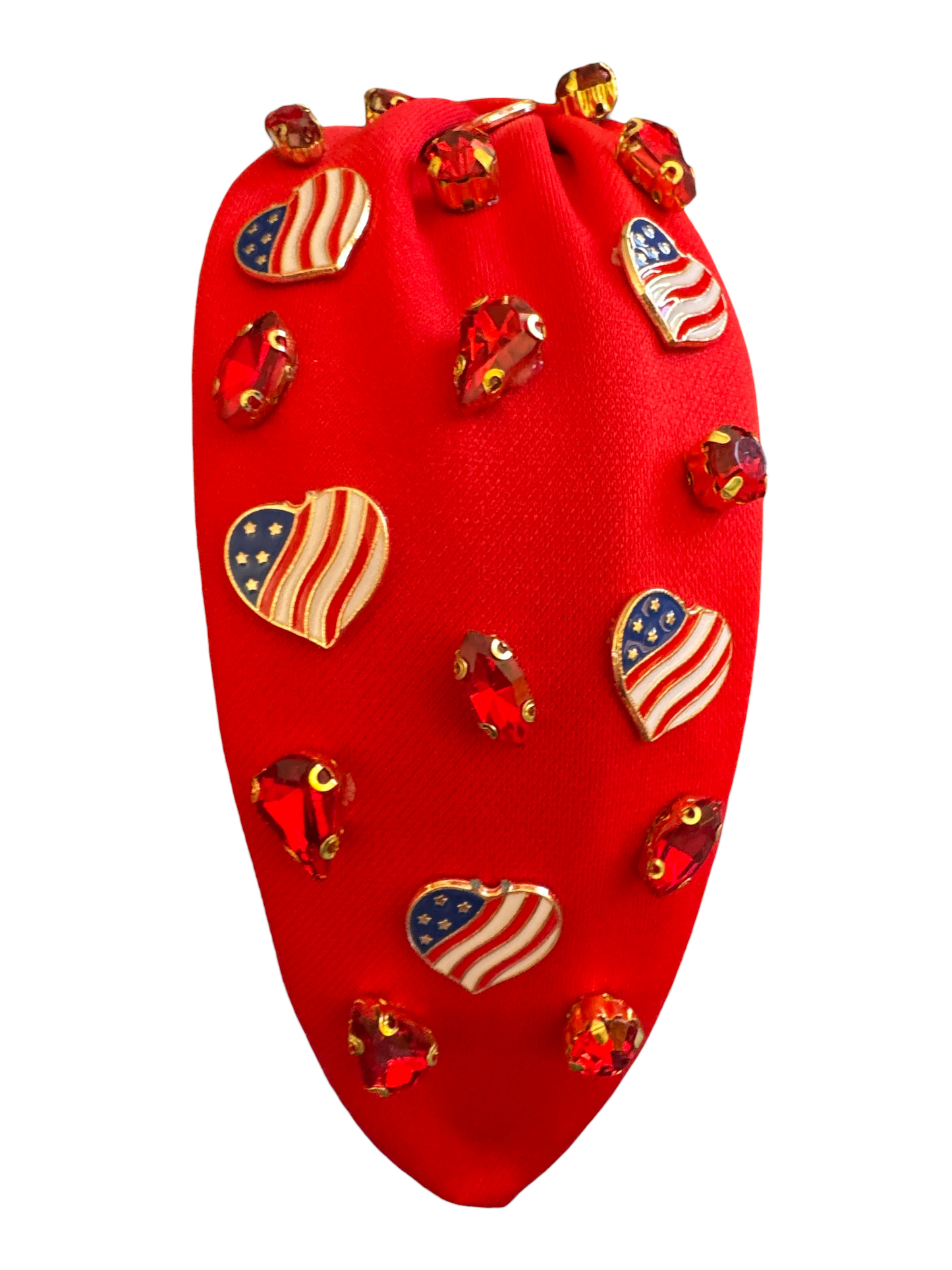 Heart Rhinestone 4th of July Headband – Patriotic Embellished Headband for Girls & Women