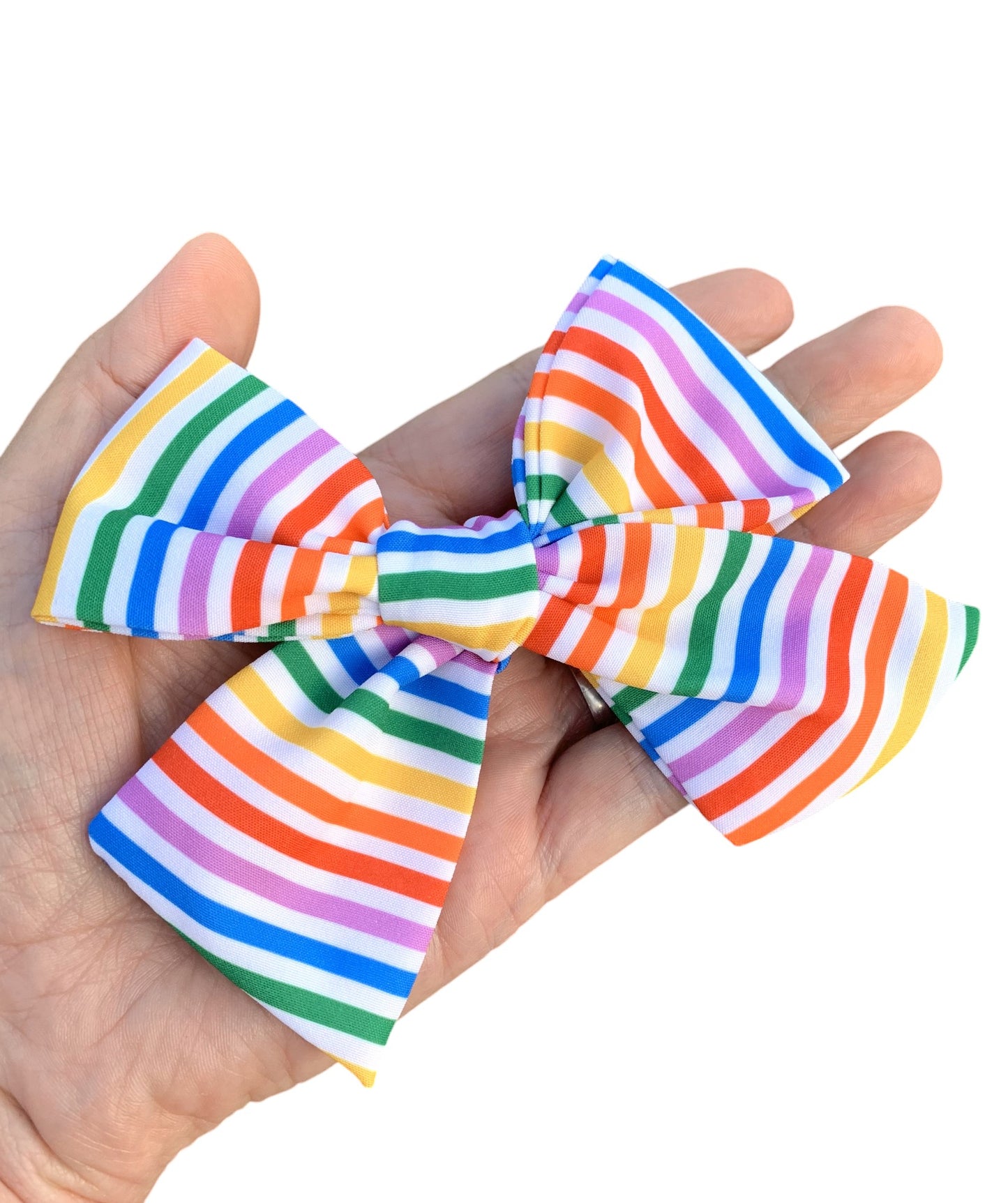 *Primary Rainbow Stripes Hair Bows