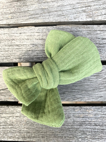 *Solid Muslin Hair Bows on Nylon Headband