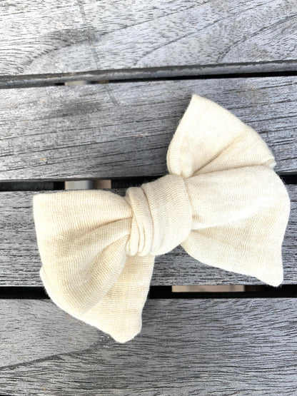 *Solid Muslin Hair Bows on Nylon Headband