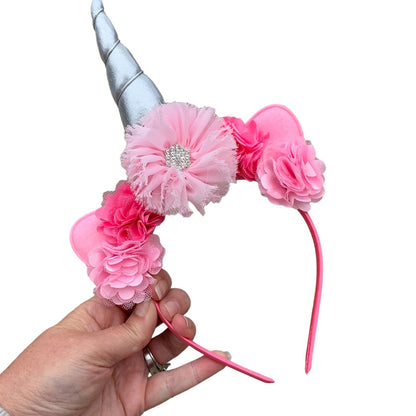 Pink and Silver Unicorn Headband for Girls - Sparkly Birthday Party Hair Accessory