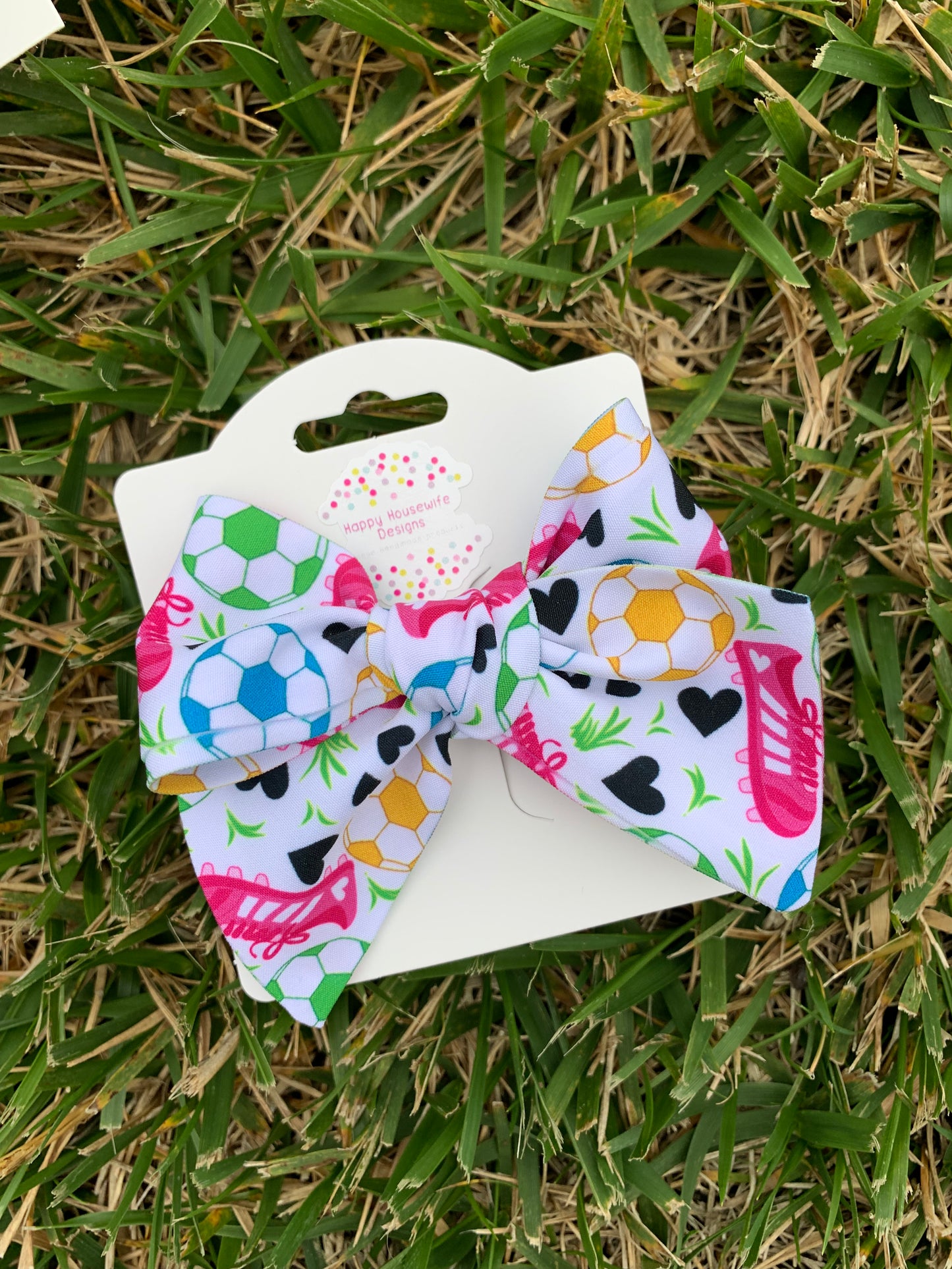 Pink Soccer Hair Bows